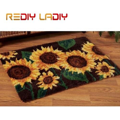 Latch Hook Rug Crochet Floor Mat Summer Sunflowers Tapestry Kit Acrylic Yarn Printed Canvas Cushion DIY Carpet Rug Arts & Crafts