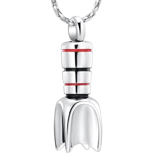 Cremation Jewelry - Memorial Urn Necklace for Ashes - Stainless Steel Rocket Ship Cylinder Pendant Keepsake Jewelry