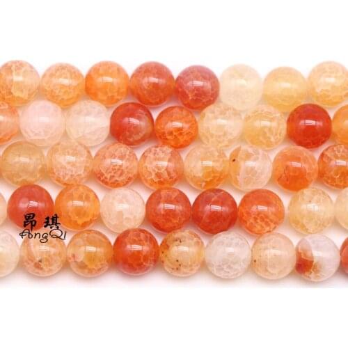 AngQi Natural Stone Yellow Fire Dragon Veins Agates Round Loose Beads 4 6 8 10 12MM Pick Size For Jewelry Making Beadwork For