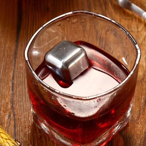 Stainless Steel Heart Square Shape Ice Cubes Stone Whiskey Drink Beer Cooler