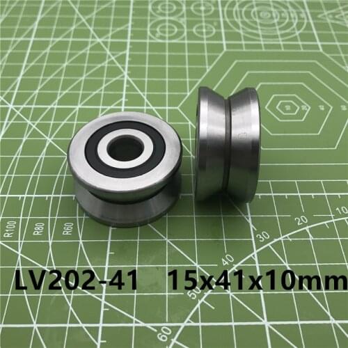 LV202/41ZZ LV202-41 ZZ V Groove Guide roller bearing LV202-41ZZ V-41 RV202/15.41-20 15*41*10 (Precision double row balls) ABEC-5