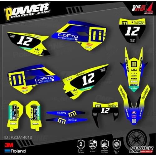 PowerZone Custom Team Graphics Decals 3M Stickers Kit For Husqvarna Sticker Decal 2014-15 TC FC 2015-16 FE TE 125 to 450cc 12