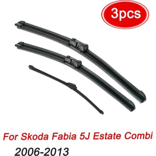 MIDOON Wiper Front & Rear Wiper Blades Set For Skoda Fabia 5J Estate Combi 2006 - 2013 Windshield Windscreen Window 21"+21"+16"
