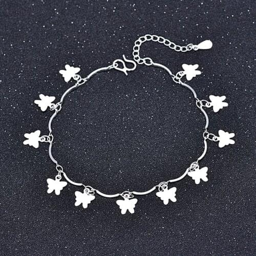 Wholesale Silver Color Pretty Nice Butterfly Chain Bracelet Fashion Charm Anklet Wedding Cute Women Lady Party Gift