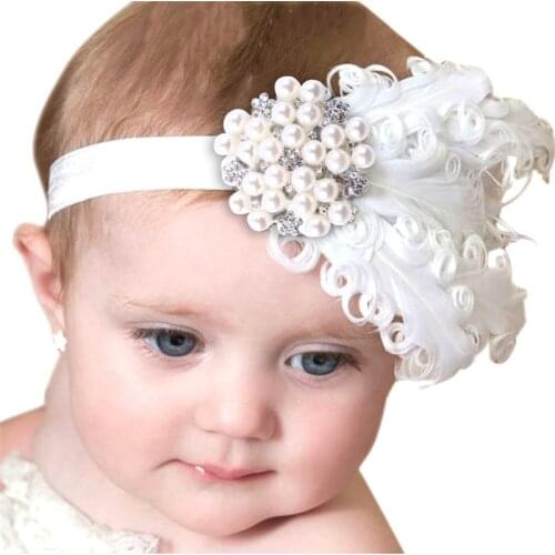 Kids Sparking Rhinestone Feather Headband Girl Headband Flower Hair Bow Headwear Hair Band Accessories Photography Props