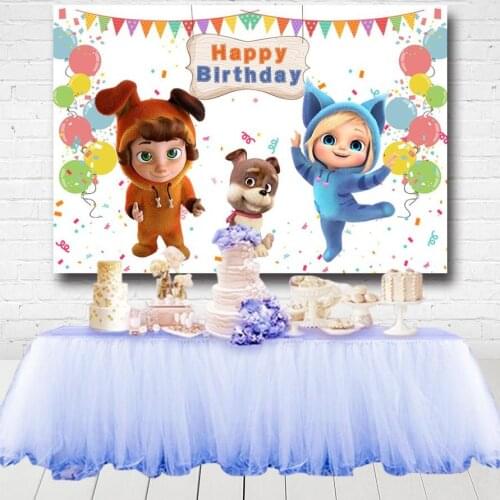 Dave And Ava Party Backdrops For Photo Studio White Colorful Bunting Balloons Kids Birthday Party Photography Backgrounds Custom