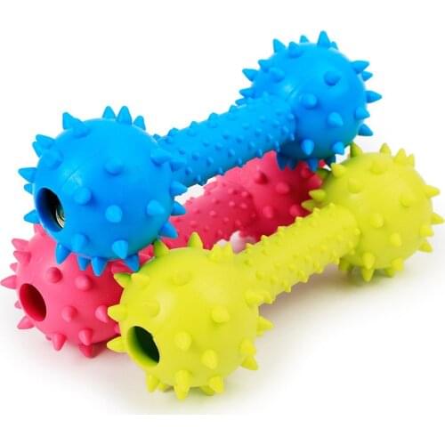 Rubber dog toy squeakers pet sound ringing barbell pet dog toys squeak squeaky chew TPR double bells dumbbells pet toys dog toy