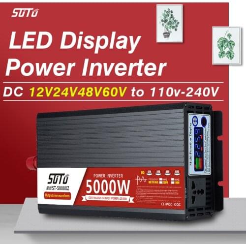 Universal Inverter DC 12V24V48V60V to 110V-240V LCD Screen Inverter 2500W/3000W/4000W/5000W Pure Sine Waveform Power Converter