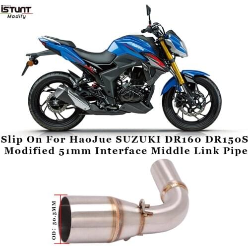 Motorcycle Exhaust Slip On For HaoJue SUZUKI DR160 DR150S Escape Modified 51mm Interface Stainless Steel Middle Link Pipe