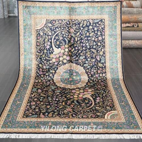 YILONG 6'x9' Turkish Silk Carpet Vantage Traditional Silk Hand Knotted Rugs (ZQG552A)