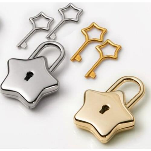Zinc alloy mini Metal Star Shape Padlock with Keys Closure Security Lock for Diary Purse Handbag travel luggage package lock