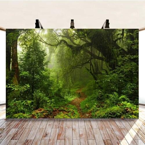 Green Forest Tree Path Beautiful Scenery Background Travel Picture Studio Photography Photo Cloth Can Be Customized
