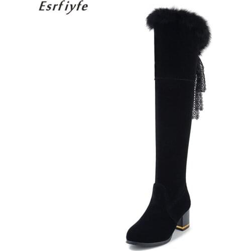 ESRFIYFE 2020 New Large Size 34-46 Over The Knee Boots Fashion Shoes Women Keep Warm Snow Boots High Heels Shoes Winter Boots