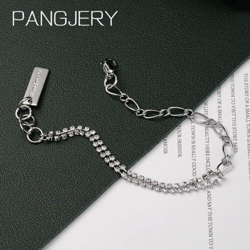 PANGJERY 925 Sterling Double Layer Micro Pave Zircon Bracelets for Women INS Fashion Simple Exquisite Party Fine Jewelry Gifts