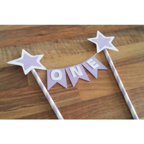 1set hero Purple star CAKE Bunting flag banner and mini party set First birthday, baby, birthday, birthday banner, cake smash