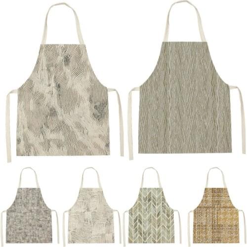 1 Piece Of Stripe Arrangement Printing Sleeveless Apron ChildrenS Home MenS And WomenS Anti-Fouling Apron Kitchen Waist Bib