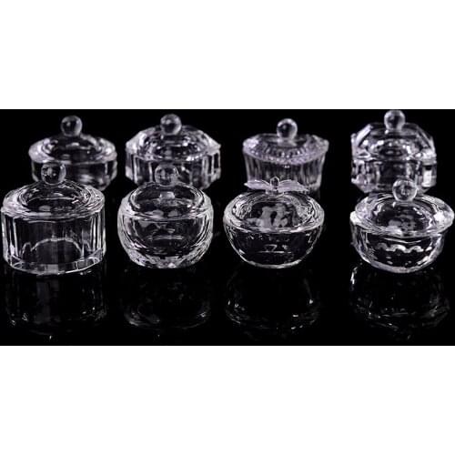 1PC Crystal Glass Manicure Equipment Dappen Dish Lid Bowl Cup Holder Nail Tool For Nail Art Acrylic Powder Liquid