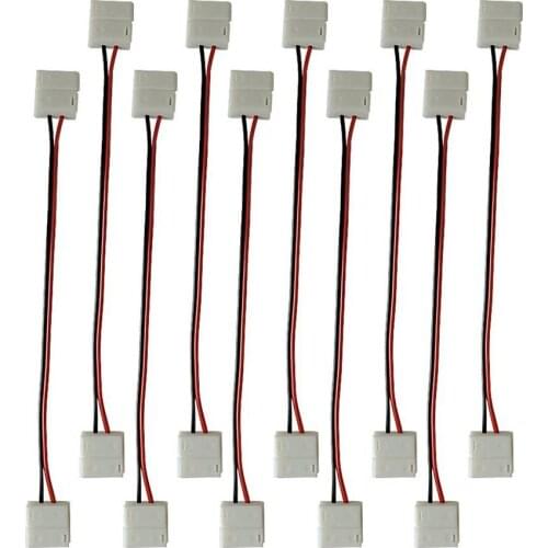 10pcs 2pins 10mm Wide Waterproof LED Strip Light Connector Adapter for SMD 5050 3528 Single Color LED Strip Light