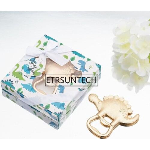 100pcs Dinosaur Gold Beer Bottle Opener In Gift Box For Baby Shower Birthday Party Decoration Guests Gift