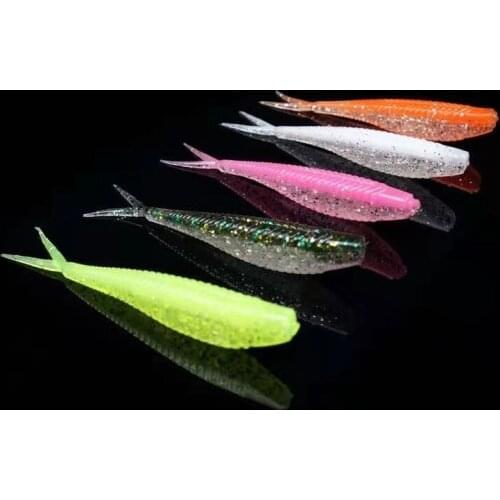 2021 New Soft Fishing Lure Artificial Silicone 6cm/1.5g Jig Wobbler Worm squid fork tail soft bait tail Carp Fishing Bait