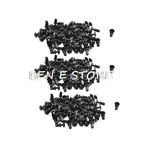 300 Pcs Black Nylon 2.6mm Bottom Dia Push Clips Rivets Fasteners R2648