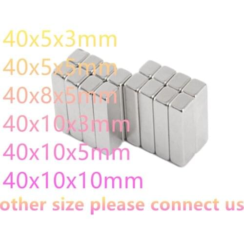 5/20PCS 40x5x3 40x5x5 40x8x5 40x10x3 40x10x5 40x10x10mm Block Strong Neodymium Magnet N35 NdFeB Rare Earth Magnet Imanes Potente