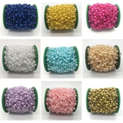 5yards Fishing Line Artificial Pearls Beads Chain Garland Flowers Wedding Party Decoration Brides Headgear 13 color U pick