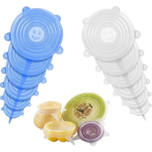 6Pcs Universal Silicone Lids Fresh-keeping Cover Reusable Food Wrap Bowl Pot Cover Stretch Lids Cooking Cookware Kitchen Stopper