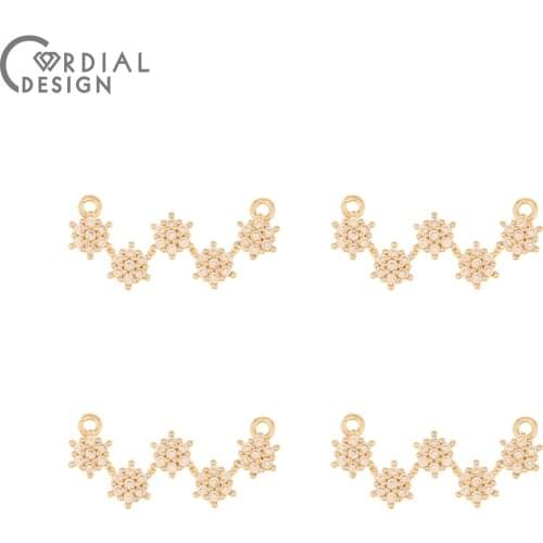 Cordial Design 30Pcs 12*24MM Jewelry Accessories/Hand Made/DIY Making/Pendant For Necklace/Wave Shape/CZ Charms/Earring Findings