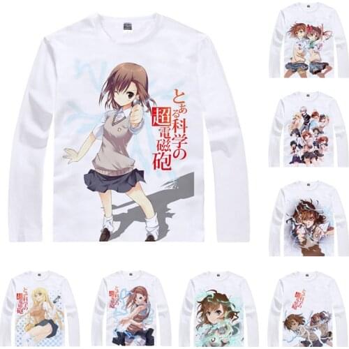 Coolprint Anime Shirt A Certain Scientific Railgun T-Shirts Long Sleeve Electromaster Mikoto Misaka Cosplay Motivs Kawaii Shirts
