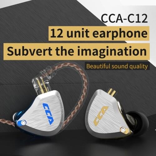 CCA C12 Noise Cancelling Earphones 5BA+1DD Hybrid Technology In Ear Monitor Bass Hi Fi Sports Headset Metal Earbuds