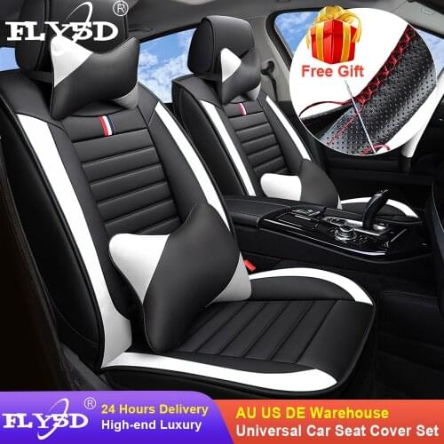 Custom Made Luxury Full Coverage PU Leather Car Seat Cover Kits For 5 Seat Universal Auto Cushion Car Accessories New