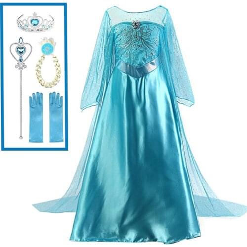 2021 Child Dresses Summer Elsa Dresses Girls Clothes Kids Cosplay Princess Dress Costumes Birthday Party Vestidor Robe Infantil