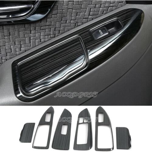 For Toyota Land Cruiser Prado 2003-2009 Black titanium Interior Window lift panel switch cover trim Car Styling Accessories