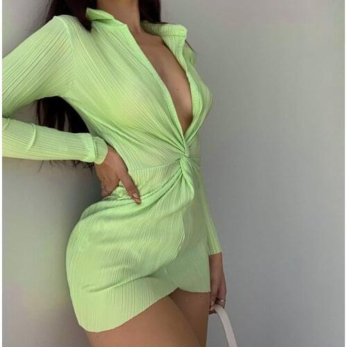 DSMTRC 2021 Autumn Fashion Turn-Down Collar Shirt Dress Ruched Sexy V Neck Long Sleeve Button Up Mini Dresses Vestido Clothes