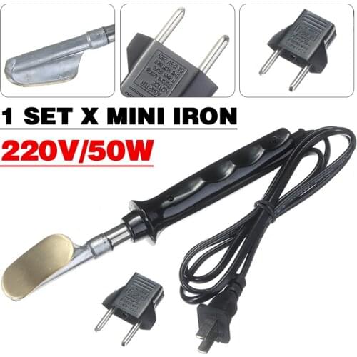 Mini Electric Iron Anti-slip Handle EU Plug for Leather Clothes Shoes Smooth Wrinkle Removal Leather Surface Repair Hand Tool