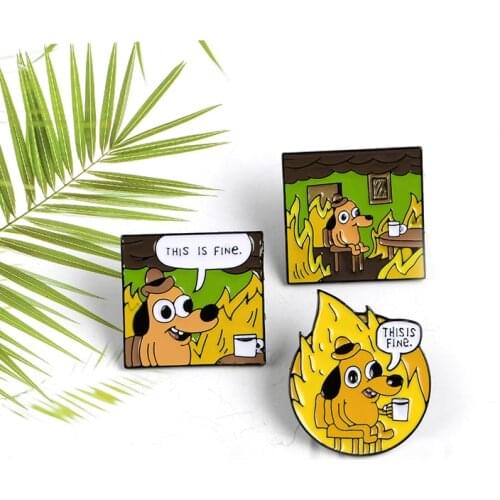 Wild Animal Talking Puppy Enamel Pin Yellow Skin Dummy Cute Flame Coffee Comfortable Warm Backpack Badge Jewelry Brooch Gift