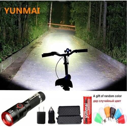 New 5200LM USB Rechargeable Flashlight XML-T6 Led Flashlight Zoomable 4 modes torch for 18650 with USB cable Camping Biking