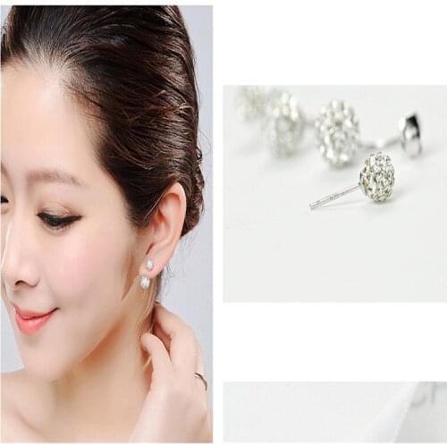 Crystal Ball Shambhala Ball Dangle Earrings Anti Allergy Silver ColorMultiple Wearing Modes Ball Earrings Fine Boho Jewelry Gift