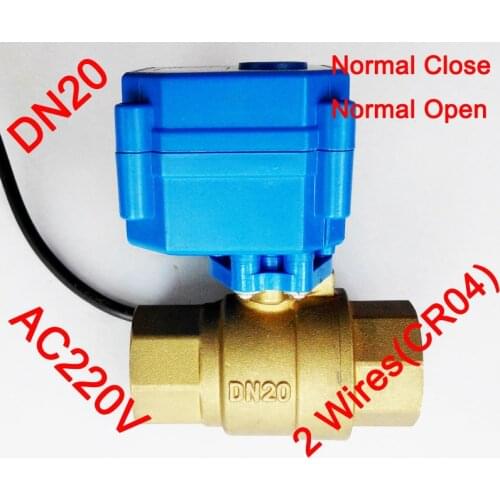 3/4" Brass electric actuator valve , AC220V morotized valve 2 wire (CR04), DN20 Mini Electric valve with normal close/ open