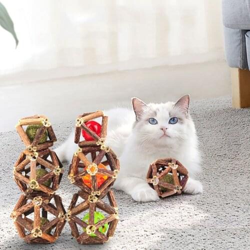 Cat Bell Ball Hollow Kitten Teeth Cleaning Tool Silvervine Cat Chew Toy Teeth Grinding Catnip Toys Dog Training Toy Pet Supplies