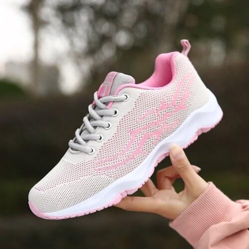 Women Casual Flat Shoes Fashion Breathable Walking Mesh Lace Up Sneakers 2020 Tenis Feminino Pink Black Woman Vulcanize Shoes