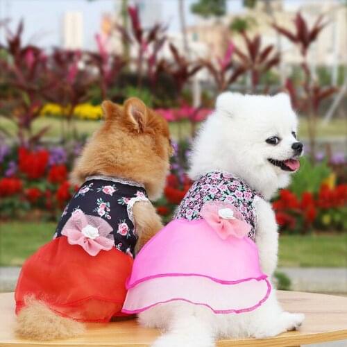 Summer Sweet Pet Flower Skirt Dog Organza Dress Pet Princess Wedding Dress Cat Skirt For Small Medium Dog Teddy Chihuahua Perros