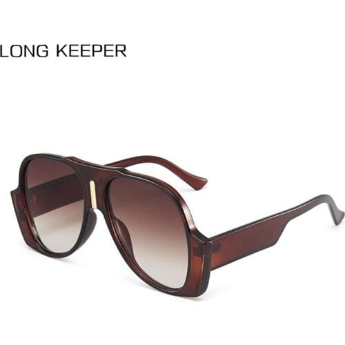 LongKeeper Fashion Oversized Sunglasses Men Women Luxury Brand Vintage Sun Glasses For Female Trendy Big Frame Eyeglasses