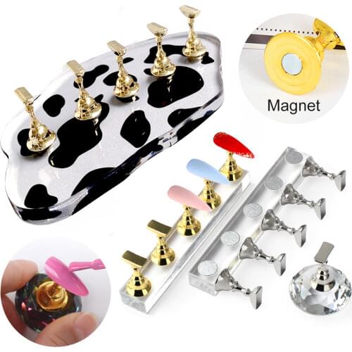 Magnetic Nail Polish Holder Display Stand False Nail Practice Tool Acrylic Crystal Showing Shelf Nail Tip Holder Presentoire