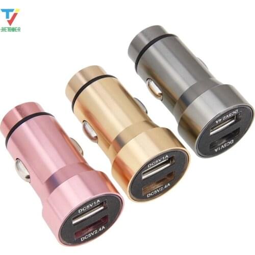 50pcs Metal Dual USB Charger for Mobile Phone Tablet GPS 3.4A 2 Port Fast Car- Charger Adapter for IPhone Huawei Samsung Xiaomi