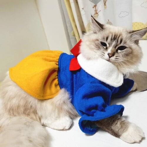 XS-XL Sweet Princess Snowwhite Hoodies for Small Dogs Cute Cartoon Cat Clothes Overalls Pet Dress Jumpsuit Puppy Accessories Pug