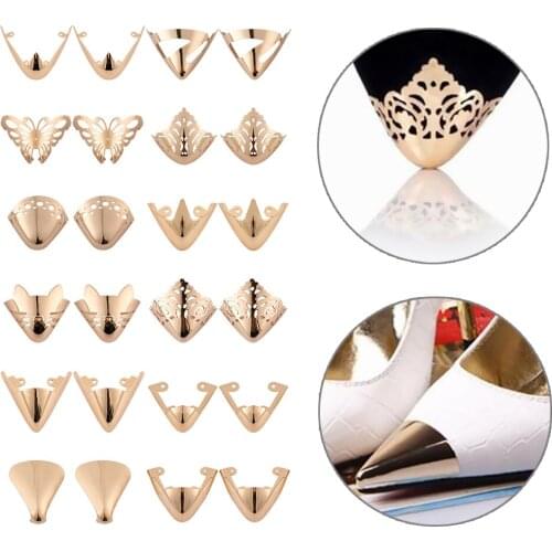 1Pair Fashion Shiny Glossy High Heel Shoes Toe Protection Elegant Metal Shoes Clips for Decorations Shoe Broken Repair Accessory
