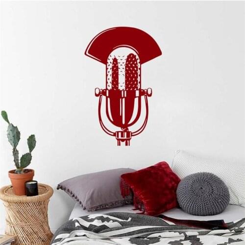 Wall Decals Microphone Art Recording Design Music Studio Vinyl Sticker Home decor Bedroom Living Girls Boy Room Murals HY1432