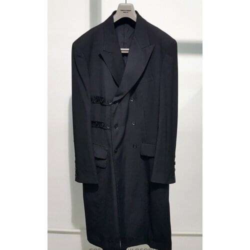 Customizable S~6XL!!! New Mens clothing Yamamoto Stage show double-breasted suit in the long section loose multi-button suit